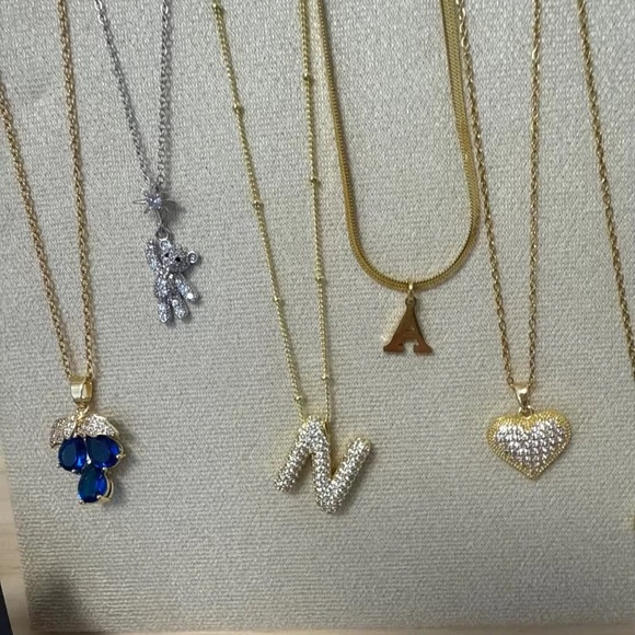 N Gold Initial Crystal Necklace - Picture 8 of 8